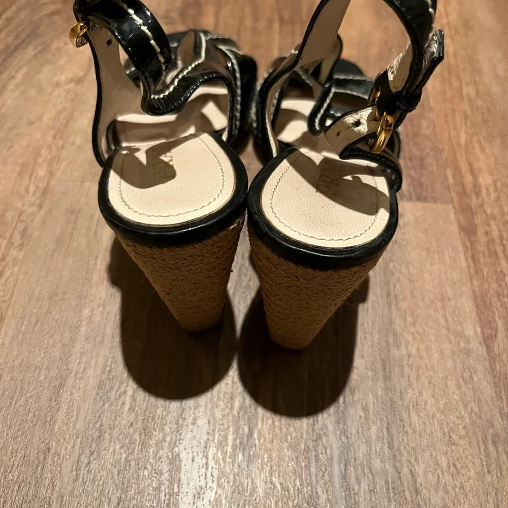 Prada Black Wedge Sandals - Picture 4 of 7